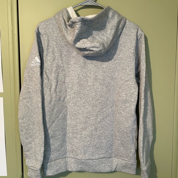 🎅🏻NWT Adidas Light Gray Fleece lined Hood Pullover Hoodie Sz XS - Picture 5 of 5